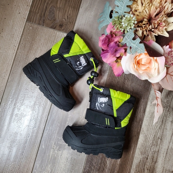 Koala Kids Toddler Size 5 Snow Boot Black Green Gray EUC - Picture 1 of 13